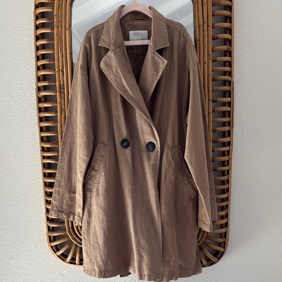 Zara lightweight Double-Breasted Girl Trench Coat 10 - Picture 1 of 6